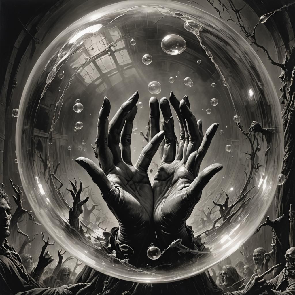 Horror Makeup Bubble with Reaching Hands