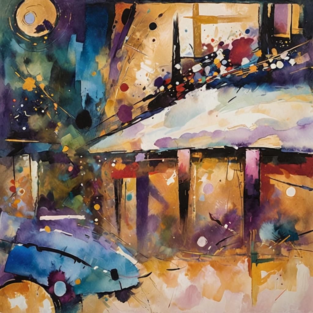 Dynamic Abstract in Expressionist Style with Swirling Colors