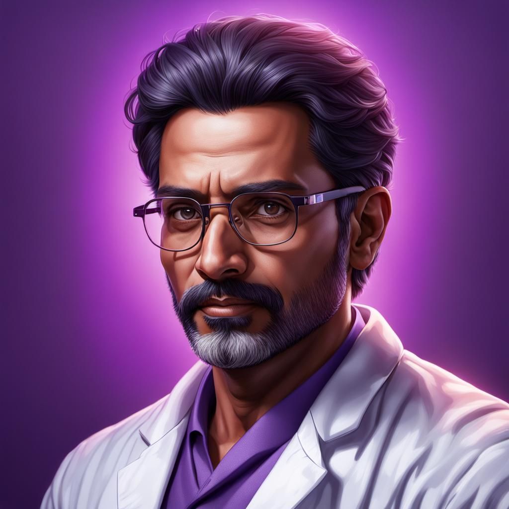Professor Plum Portrait in Hyperdetailed Style