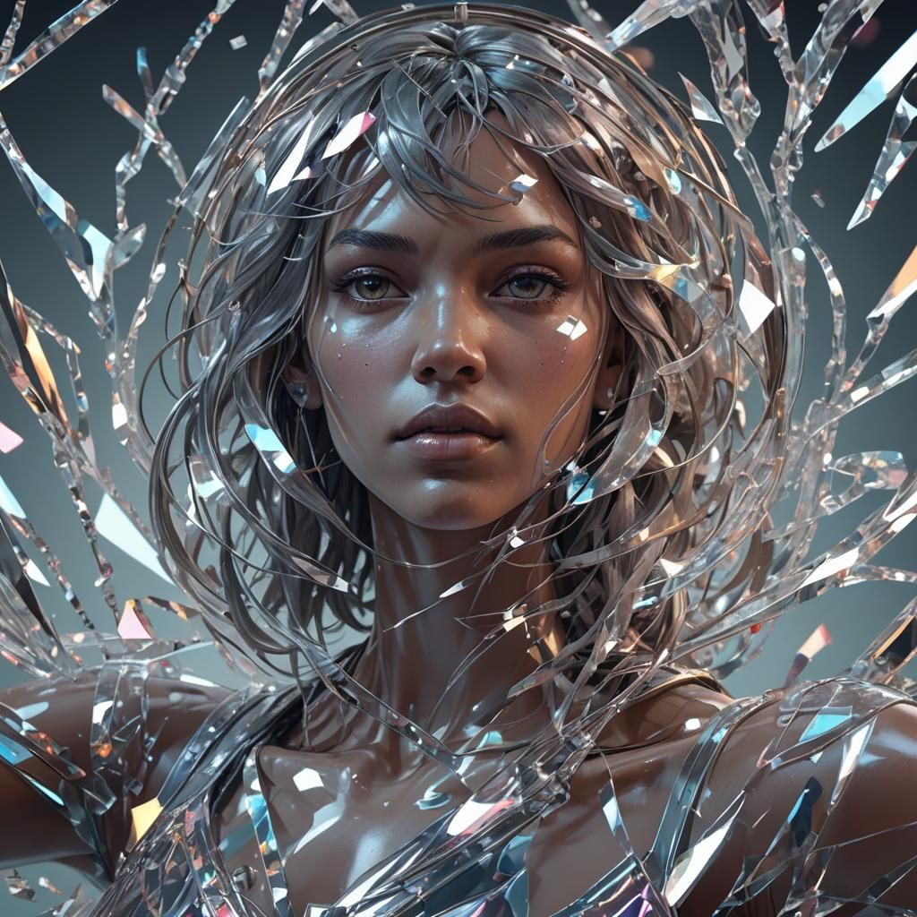 Crystal Basketball Portrait in Hyperdetailed Splash Art