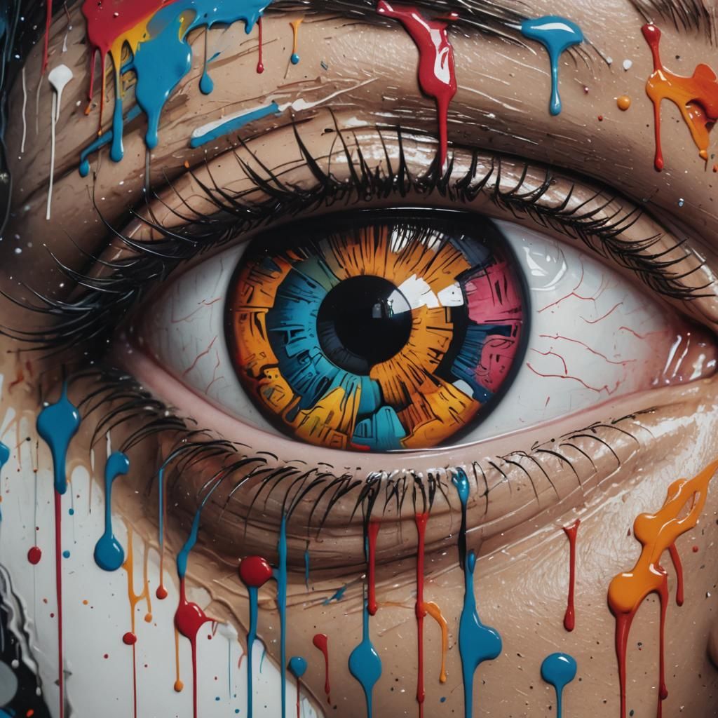 Eye Reflecting Love: Graffiti Splash Art