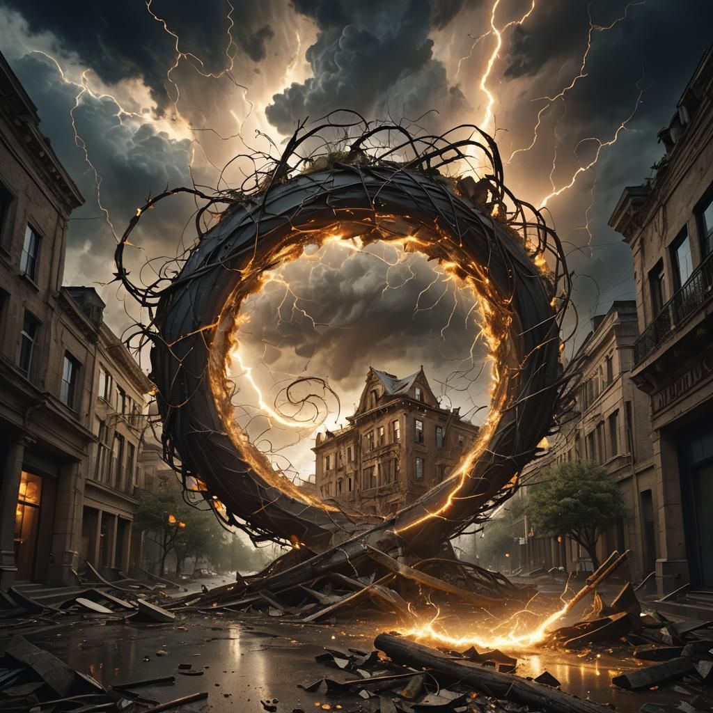 Surreal Maelstrom: A Glowing Portal Opens