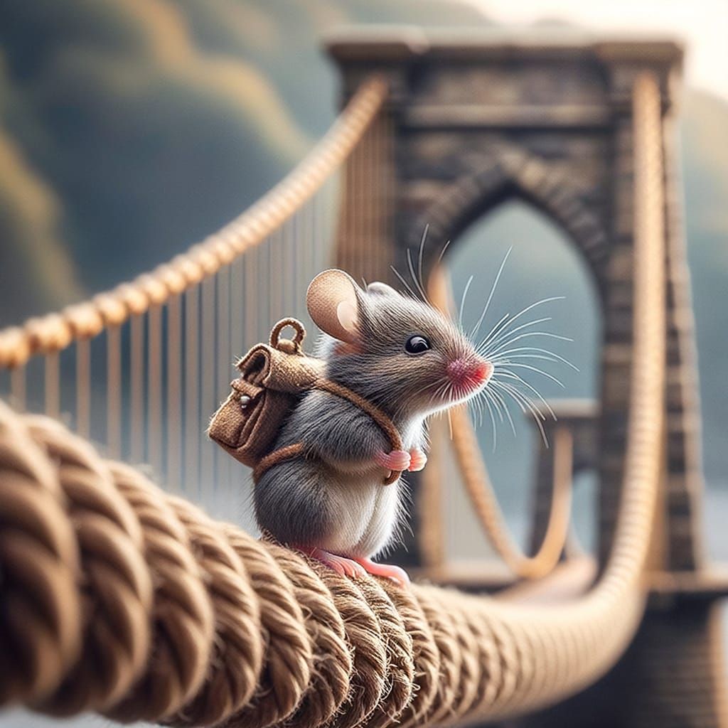 Brave Mouse Crosses Giant Rope Bridge on Epic Quest