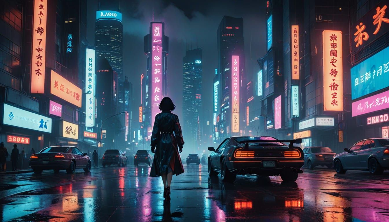 Vibrant Anime Cityscape in Neo-Tokyo Style