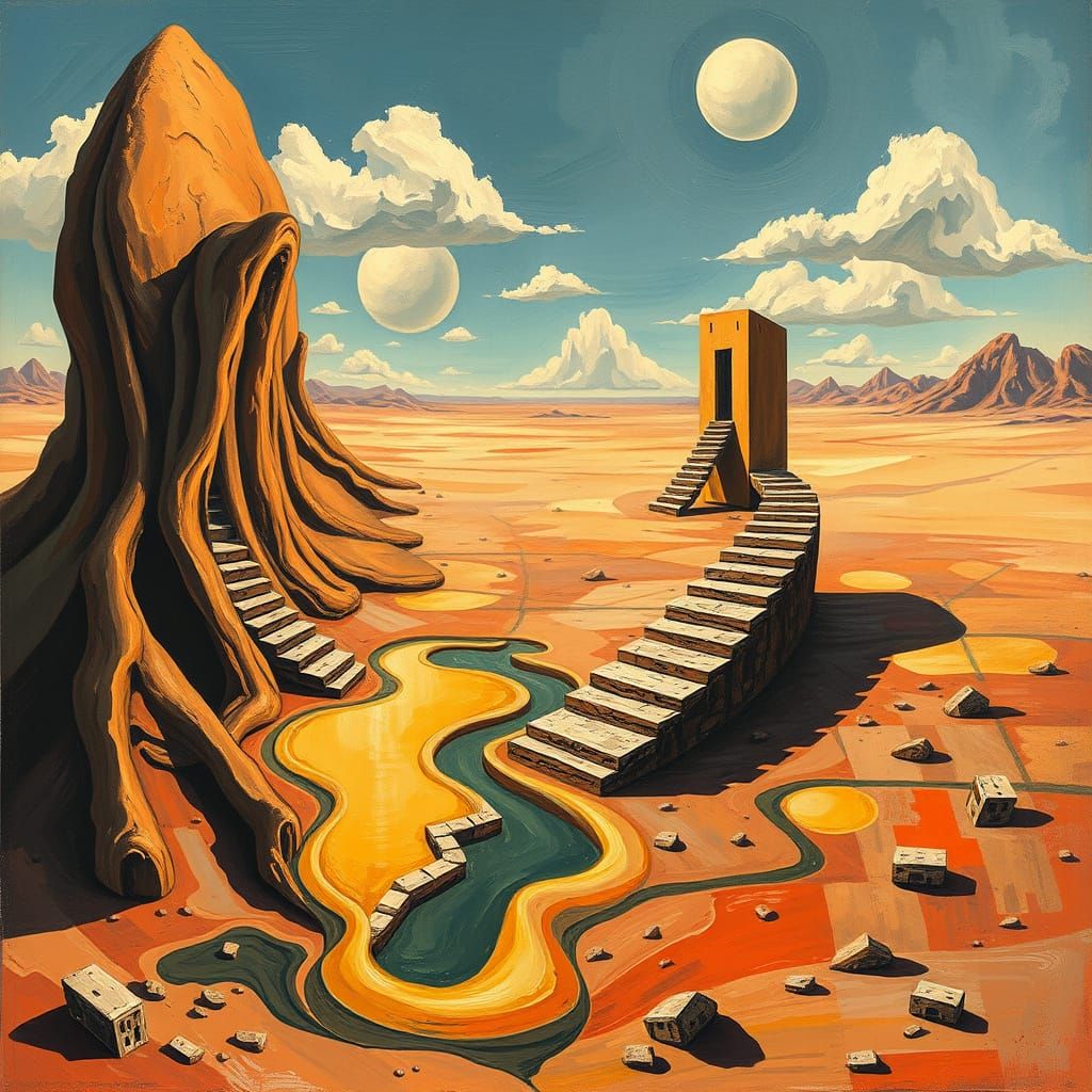 Surreal Desert Dreamscape in Painterly Style