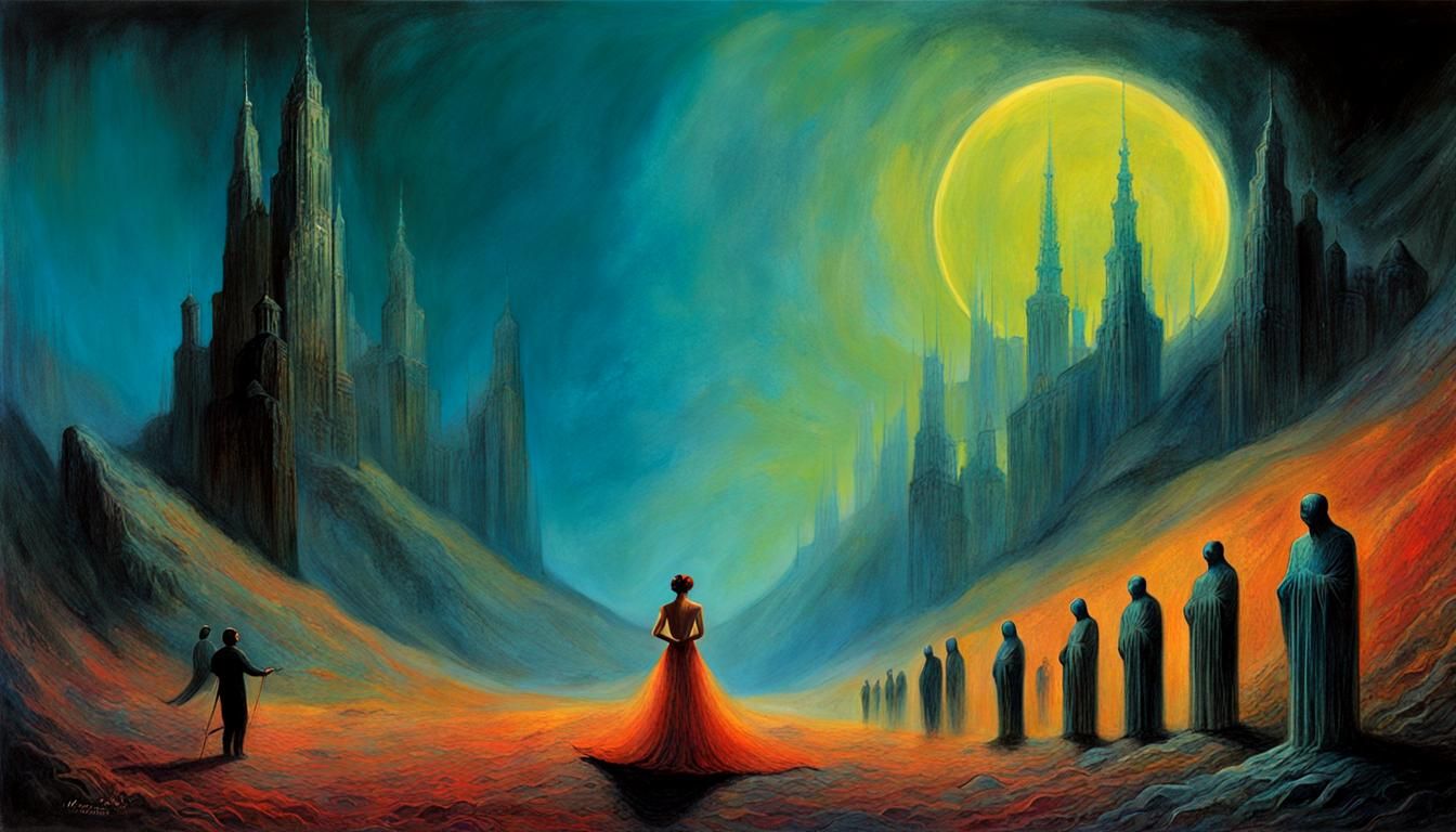 Bioluminescent Cosmic Serenade with Flamenco Dancers