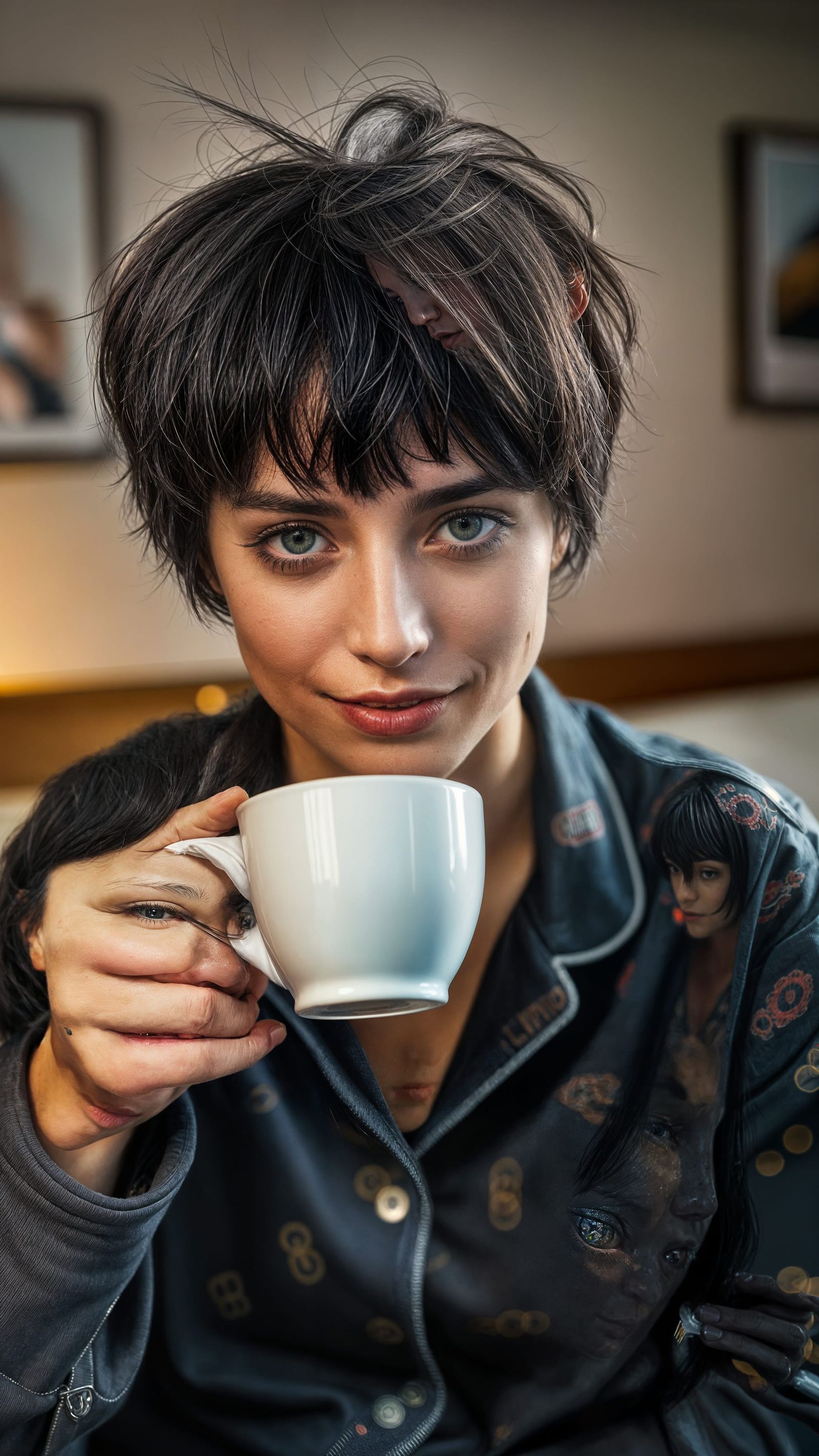 Satisfied Morning Moment in Soft Watercolor