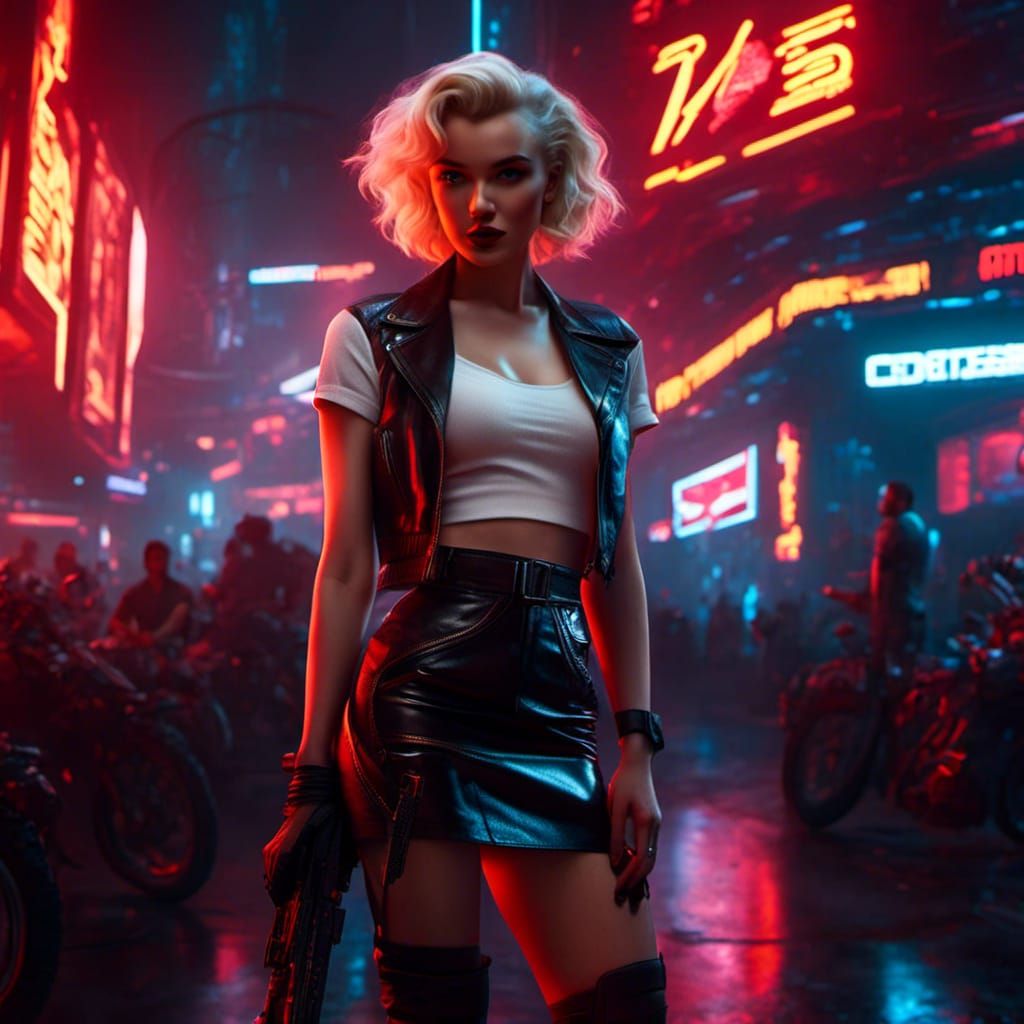 Marilyn Monroe in Cyberpunk 2099, Hyperreal Style