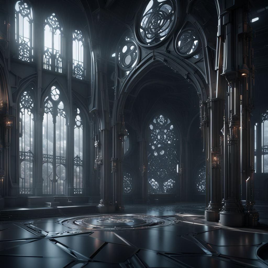 Futuristic Gothic Architecture in Polished Metal