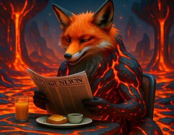 Majestic Lava Fox: Hyper-Realistic 3D Anime Style