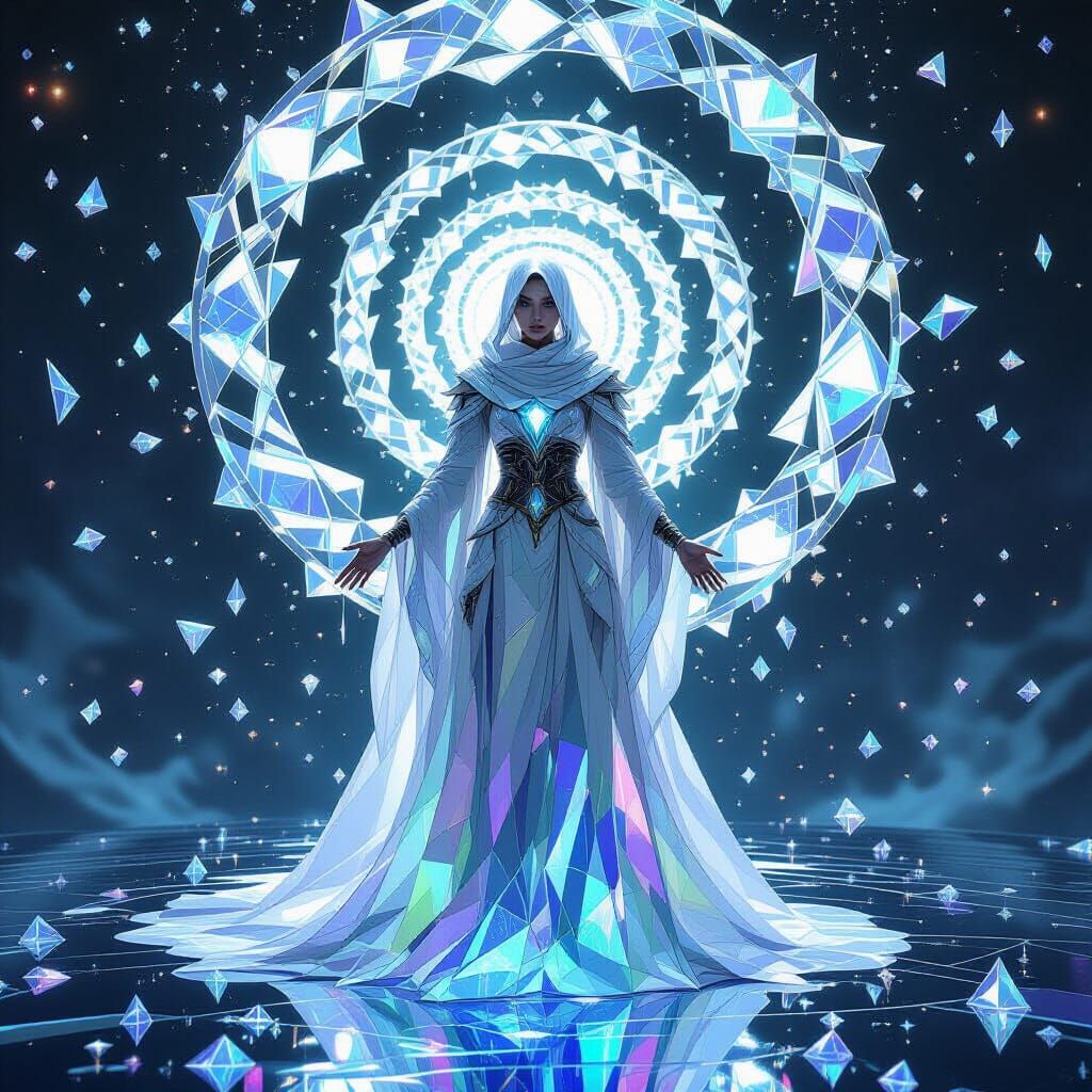 Mirrored Being Reflecting Time, Crystalline Robes, Ethereal ...