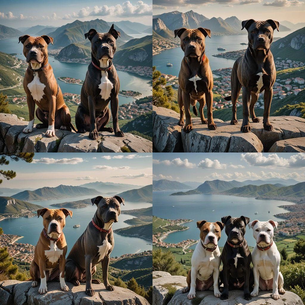 Majestic American Staffordshire Terriers on Lovćen's Rocky P...