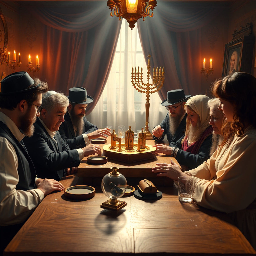 Cozy Family Game Night Dreidel Scene