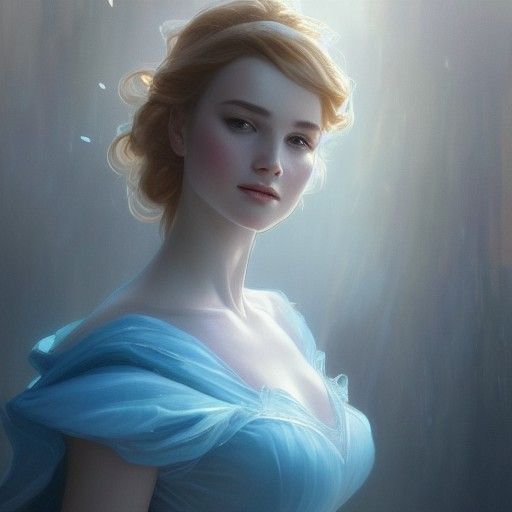 Detailed Cinderella Portrait in Art Nouveau Style