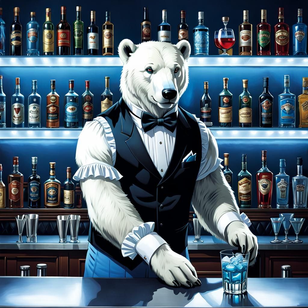 The Spirited Polar Pourer: Sam the Bartending Bear Brings Arctic Cool to Cocktails