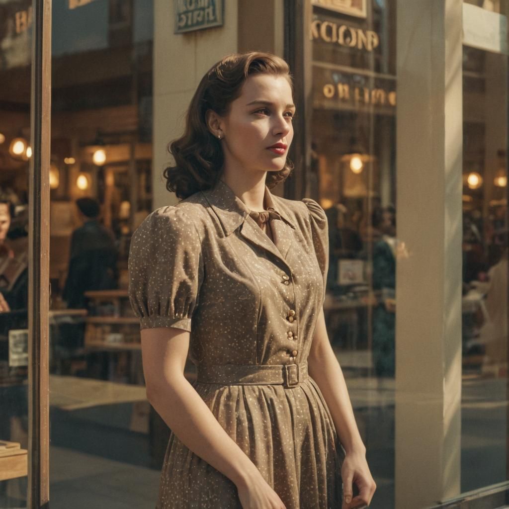 Film Noir: Woman Reflecting in Shop Window