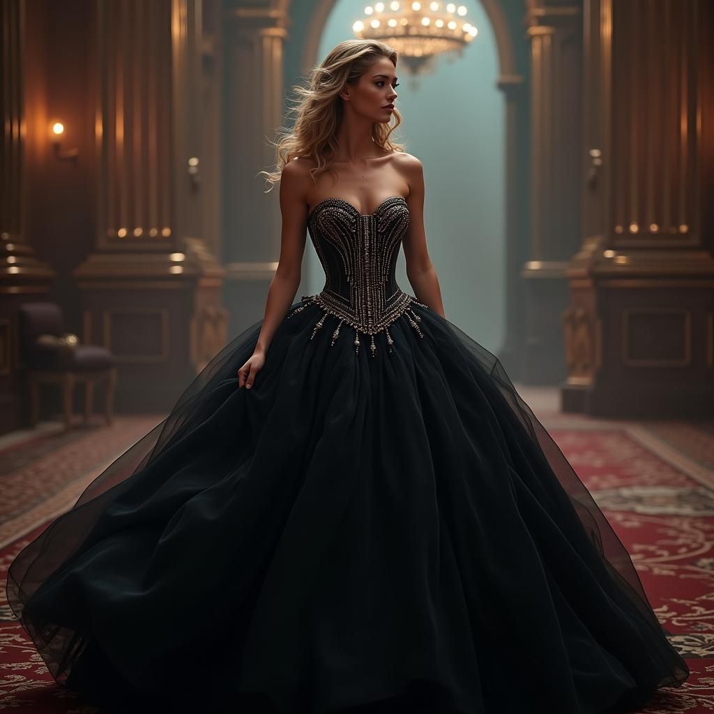Woman in Black Gown: Fantasy Concept Art