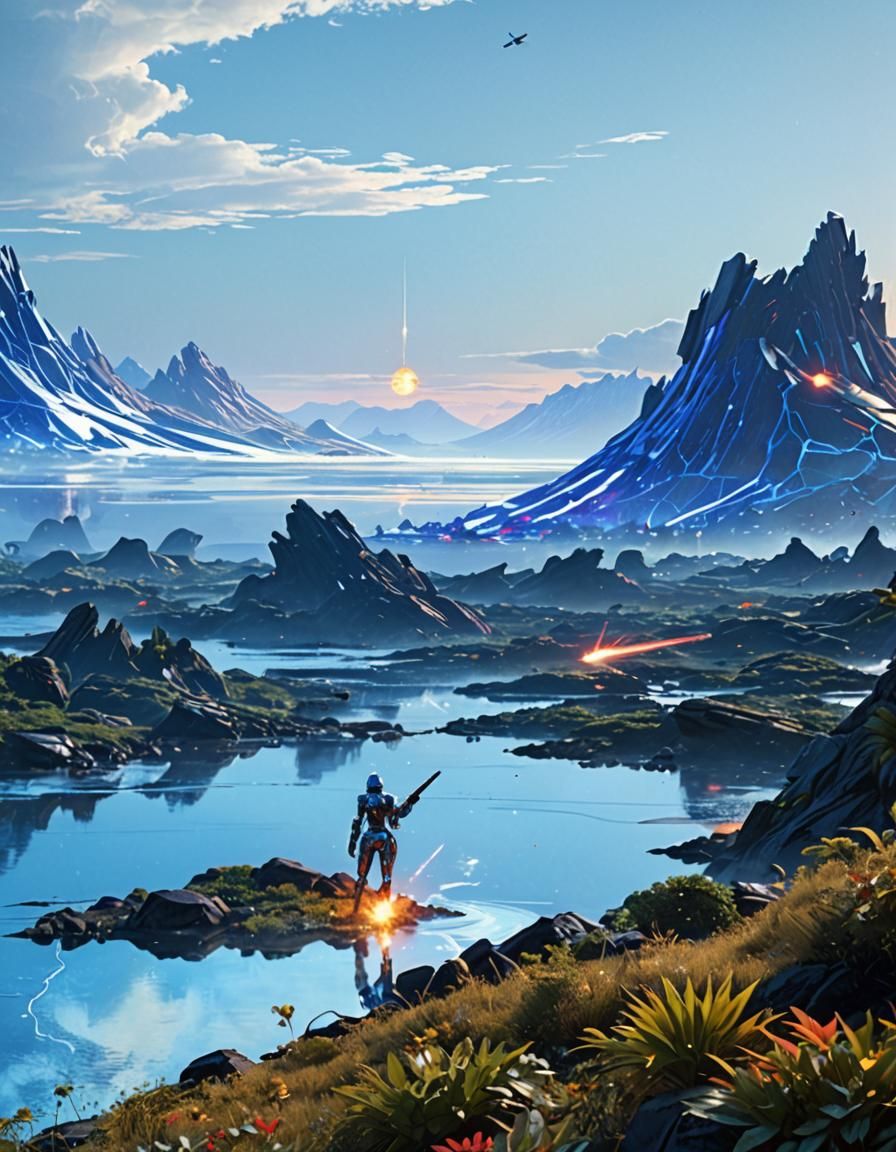 Cyberpunk Fembot Warriors Defend the Island