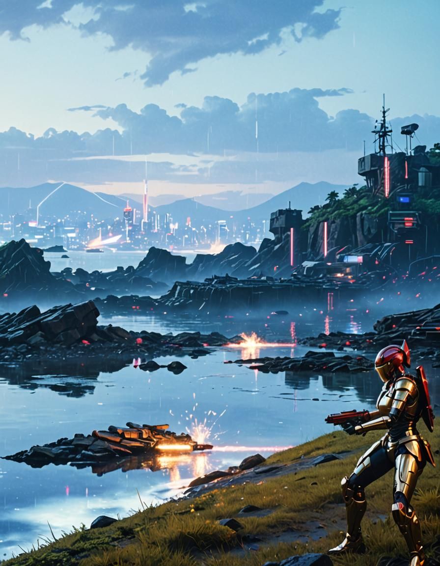 Cyberpunk Fembot Warriors Defend Island in Dazzling Sci-Fi B...