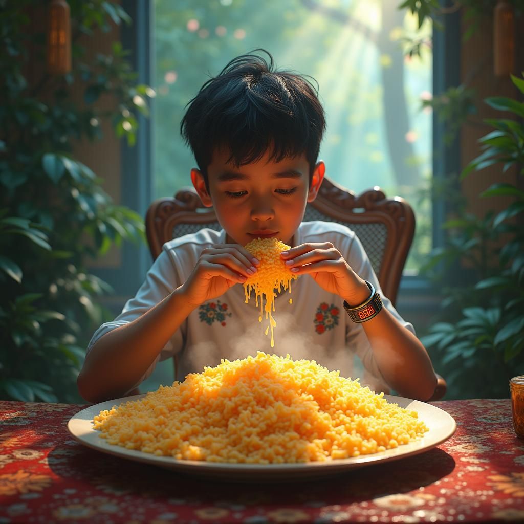 Diabetic Defiance: Rice Feast in Fantasy Art