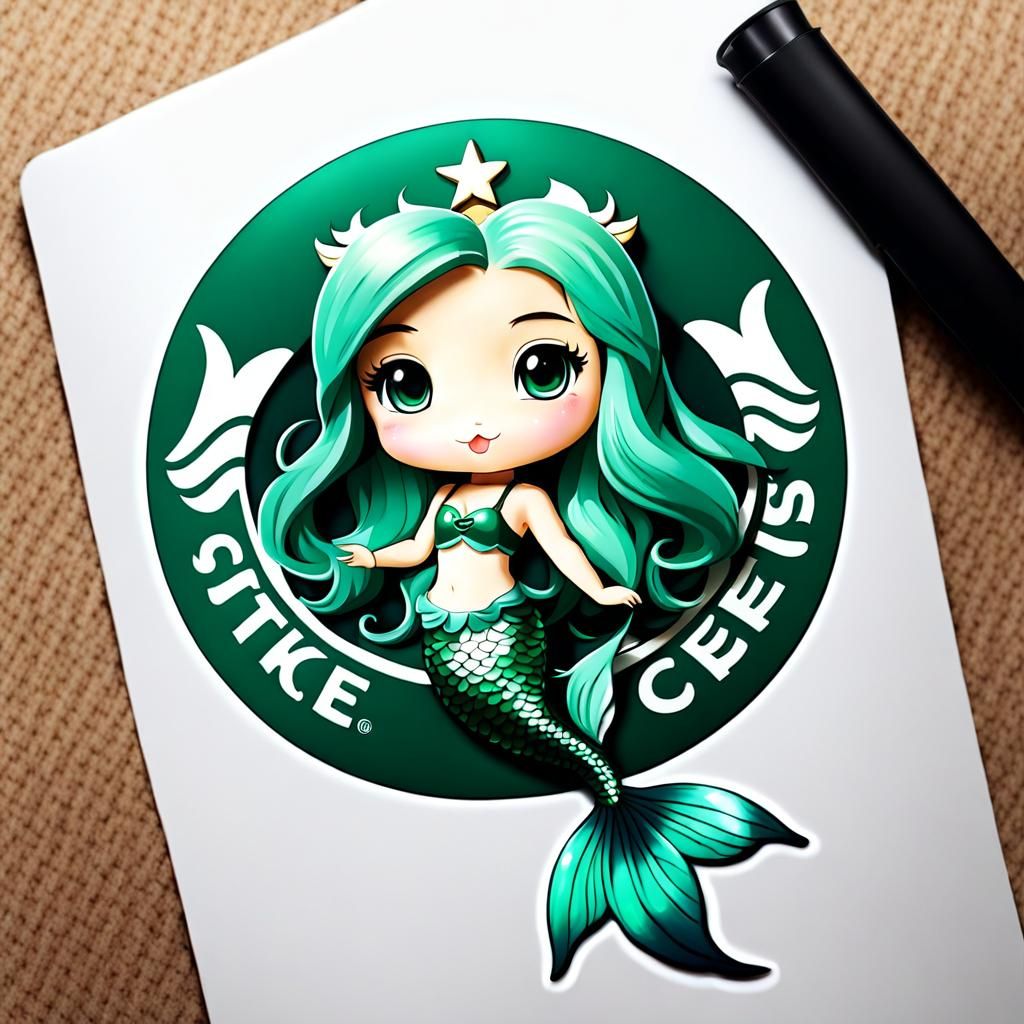 Cute Chibi Mermaid Starbucks Logo