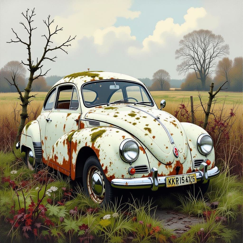 Derelict 1955 Messerschmitt Covered in Moss and Rust