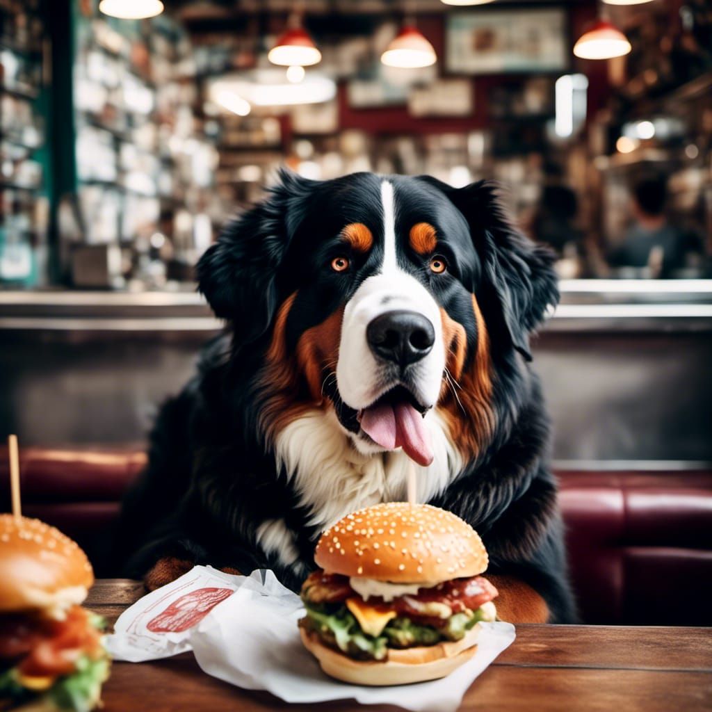 Bernese Mountain Dog at 1963 Burger Shop