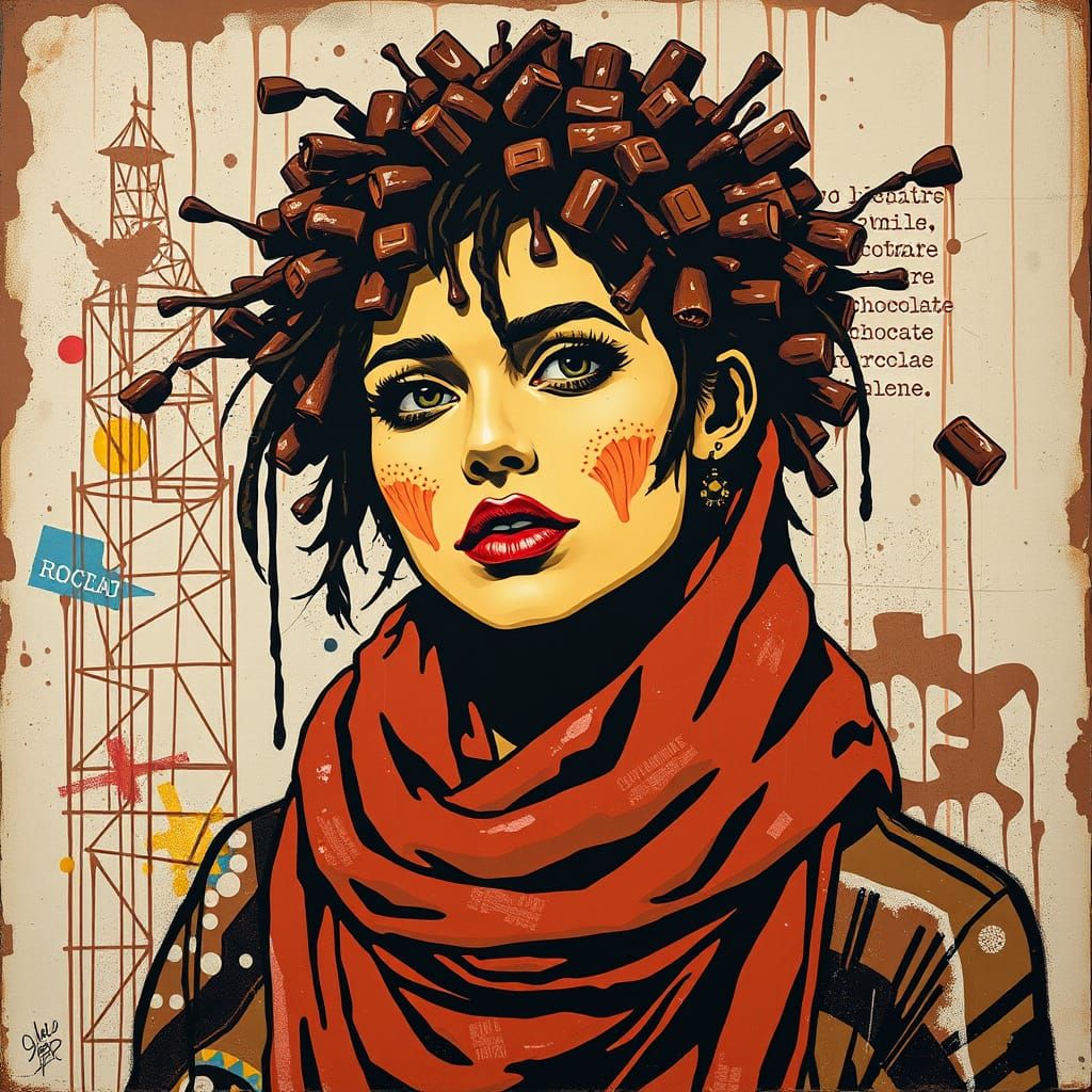 Chocolate Chaos: A Banksy-Style Art Piece