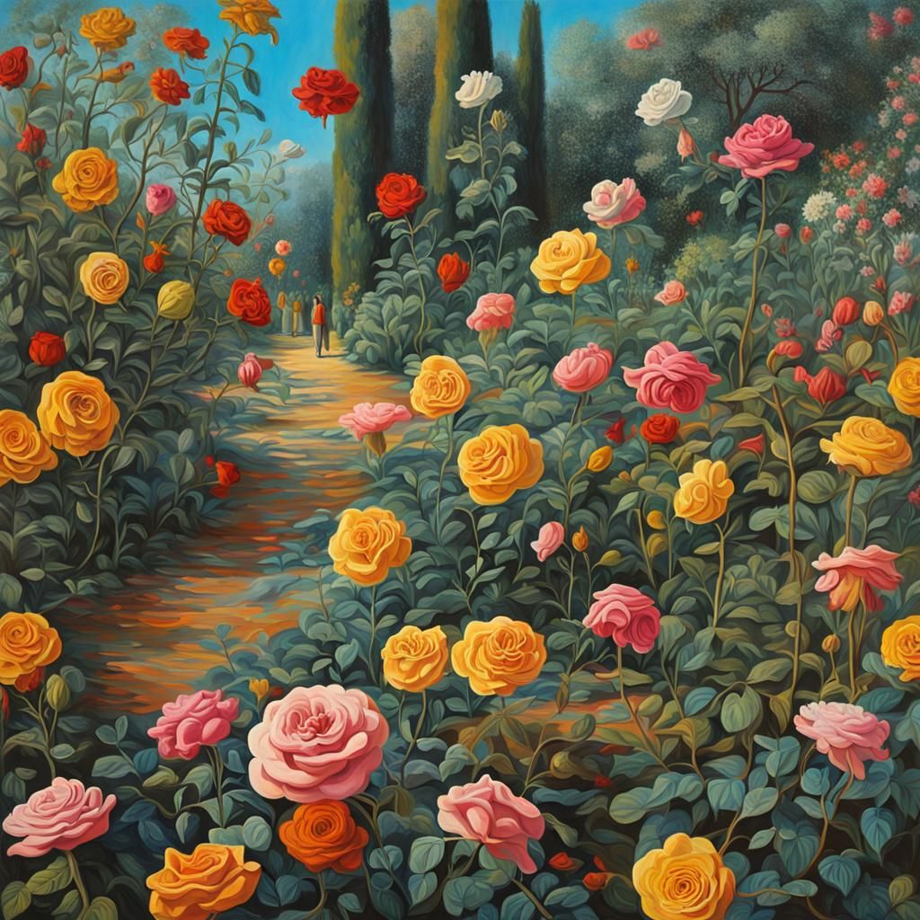 Surreal Rose Garden in Salvador Dali Style