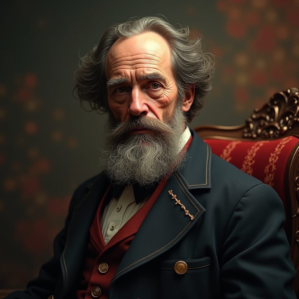 Charles Dickens Portrait in a Fantastical Setting