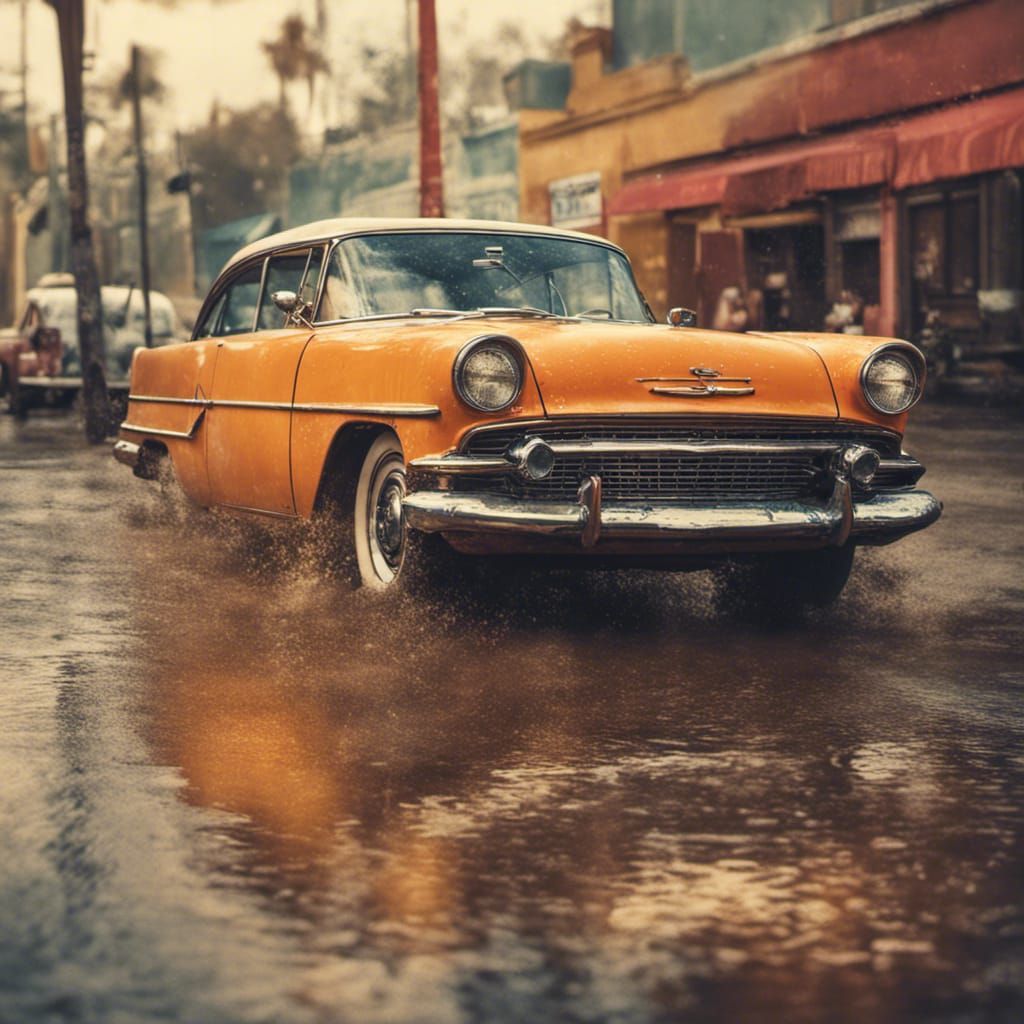 Hyperrealistic American Classic Car in Retro Style