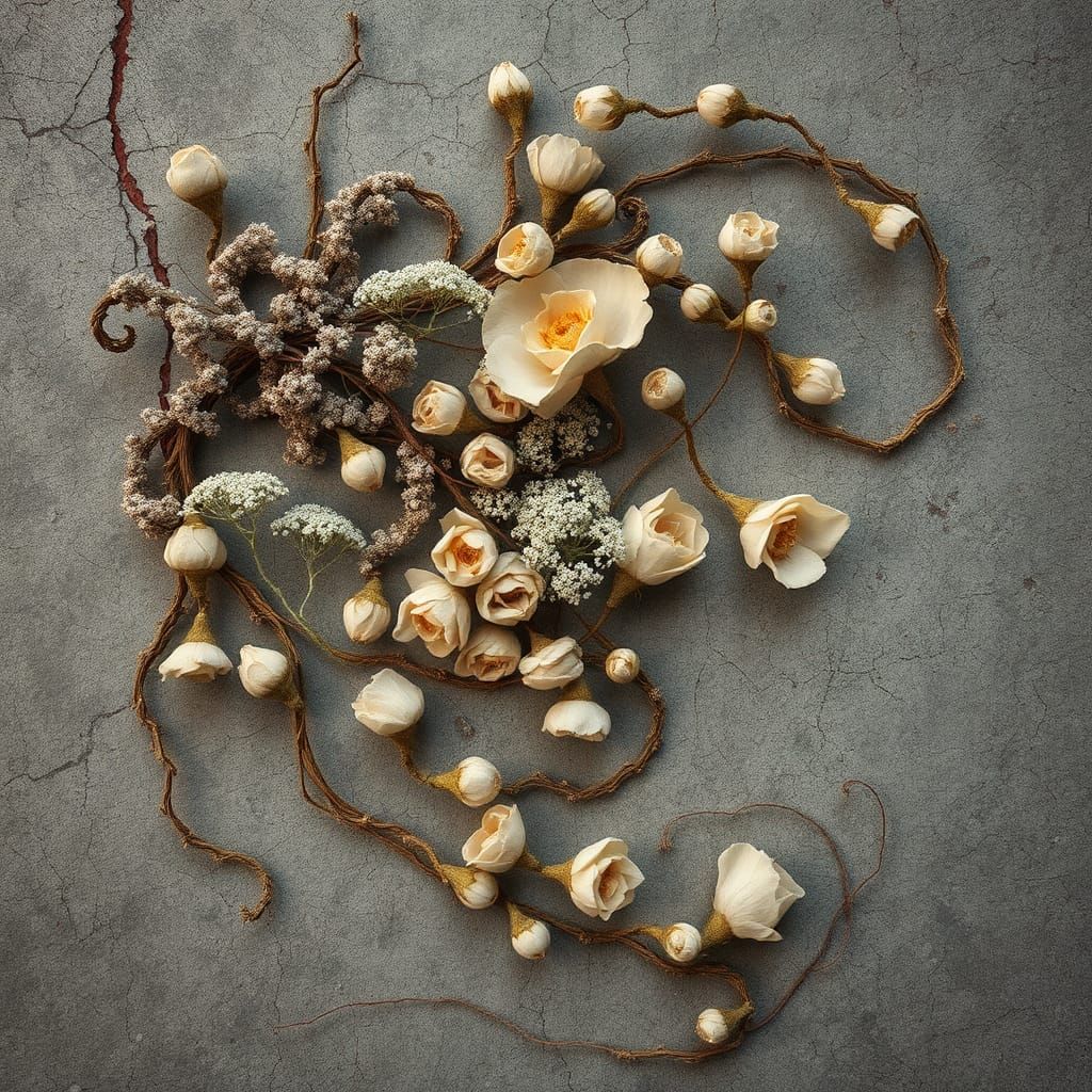 Surreal Botanical Dreamscape in Digital Art Style