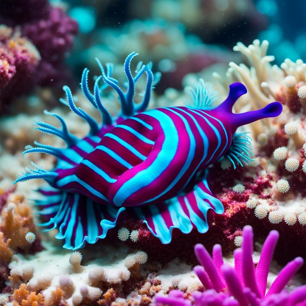 Striking Nudibranch on Coral Reef, Professional Photography