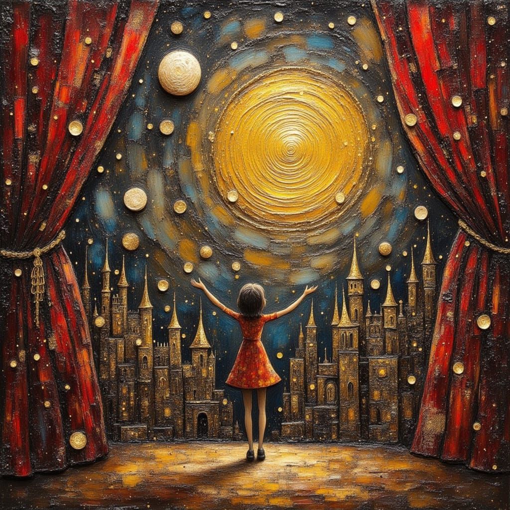 Magical City of Wooden Castles in Fine Art Painting