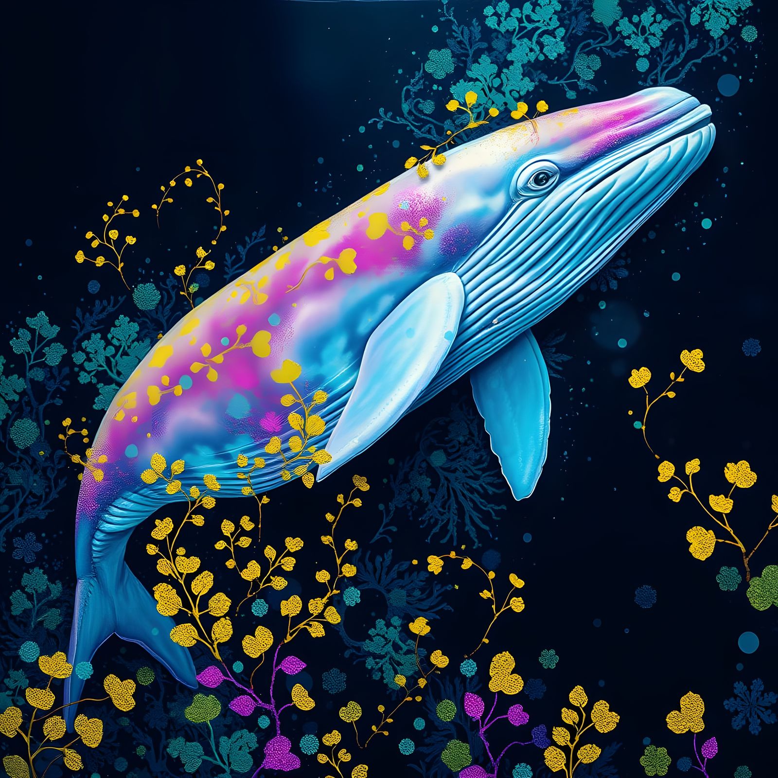 Majestic Iridescent Whale in a Mystical Oceanic Dreamscape