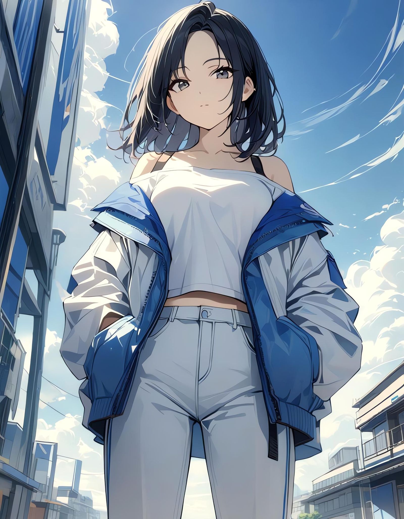 Woman in White Jacket Under Blue Sky