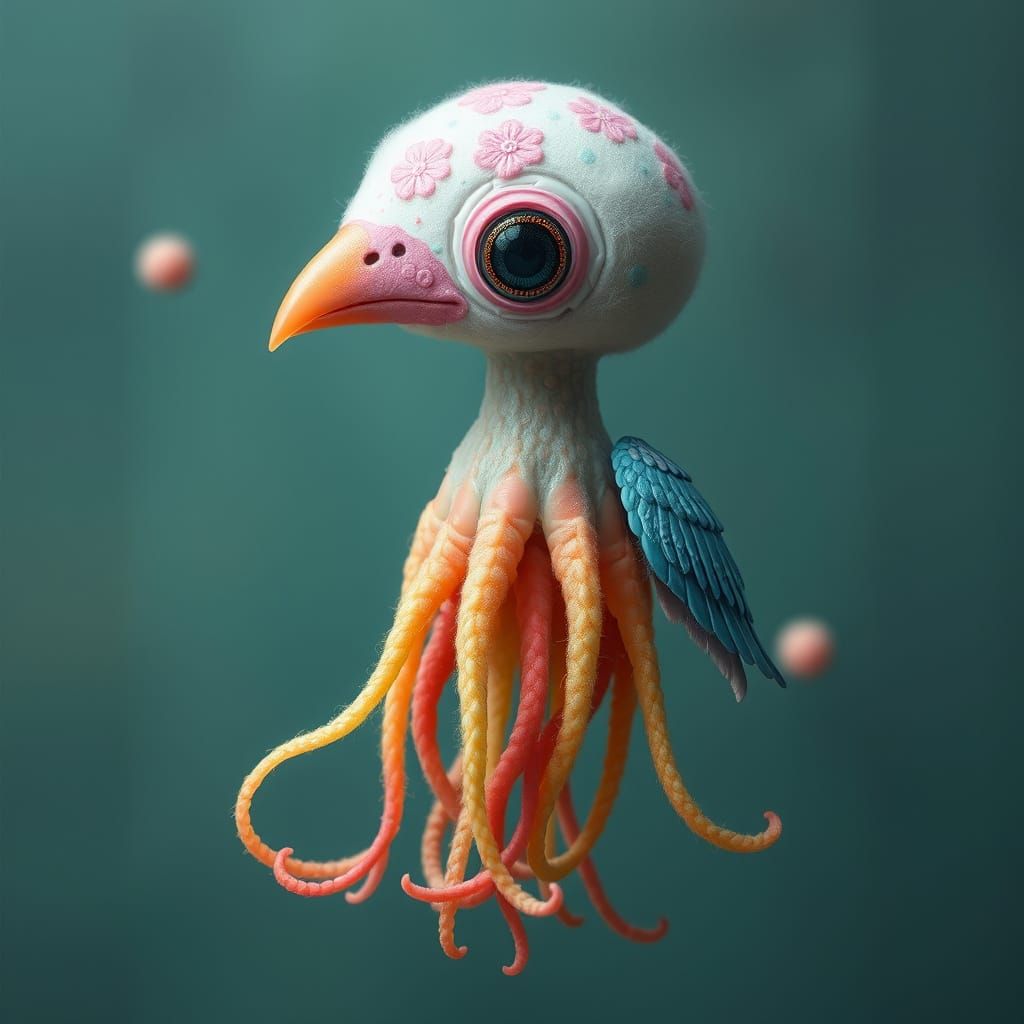 Girly Jellyfish Bird Hybrid in Vibrant Colors