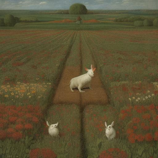 Rabbit Sowing Fear: A Masterpiece in the Style of Van Eyck a...