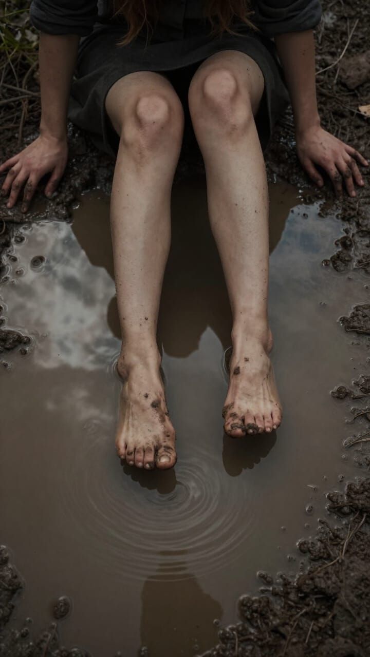 Woman Relaxing in Muddy Puddle, Dutch Masters Style