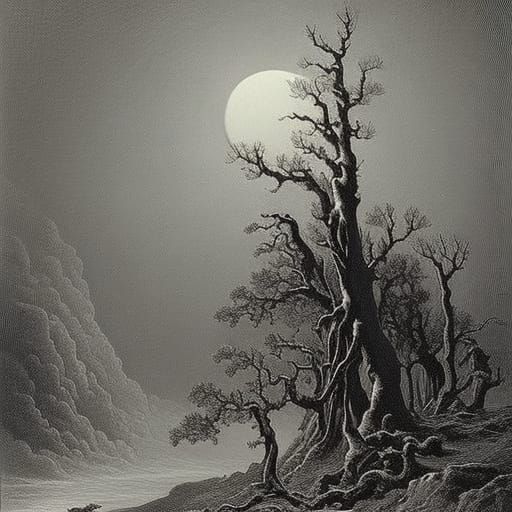 Gothic Horror Forest Illustration