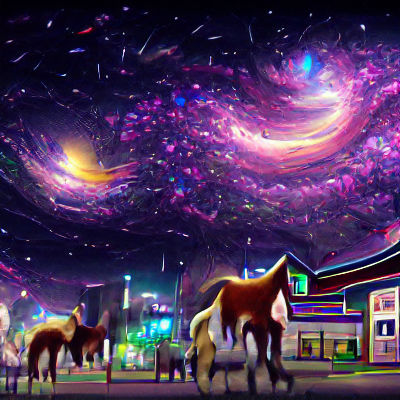 Anime Galaxy Horse Town in Space