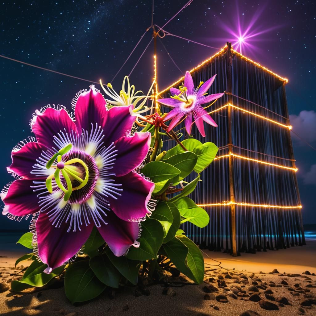 Blooming Star System with Neon Power Lines
