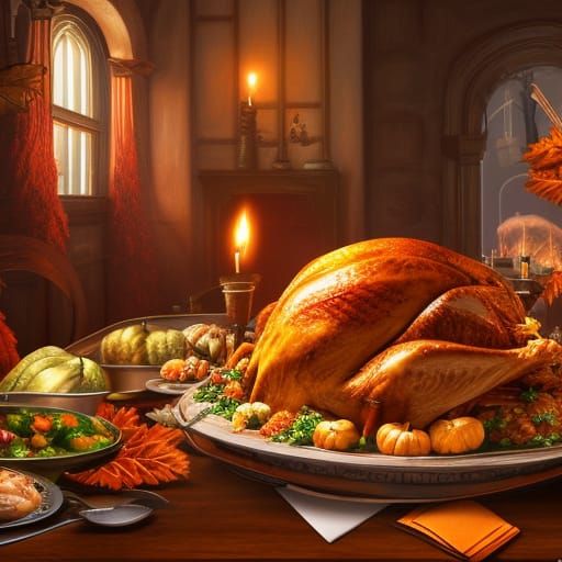 Thanksgiving Dinner: Detailed Matte Painting