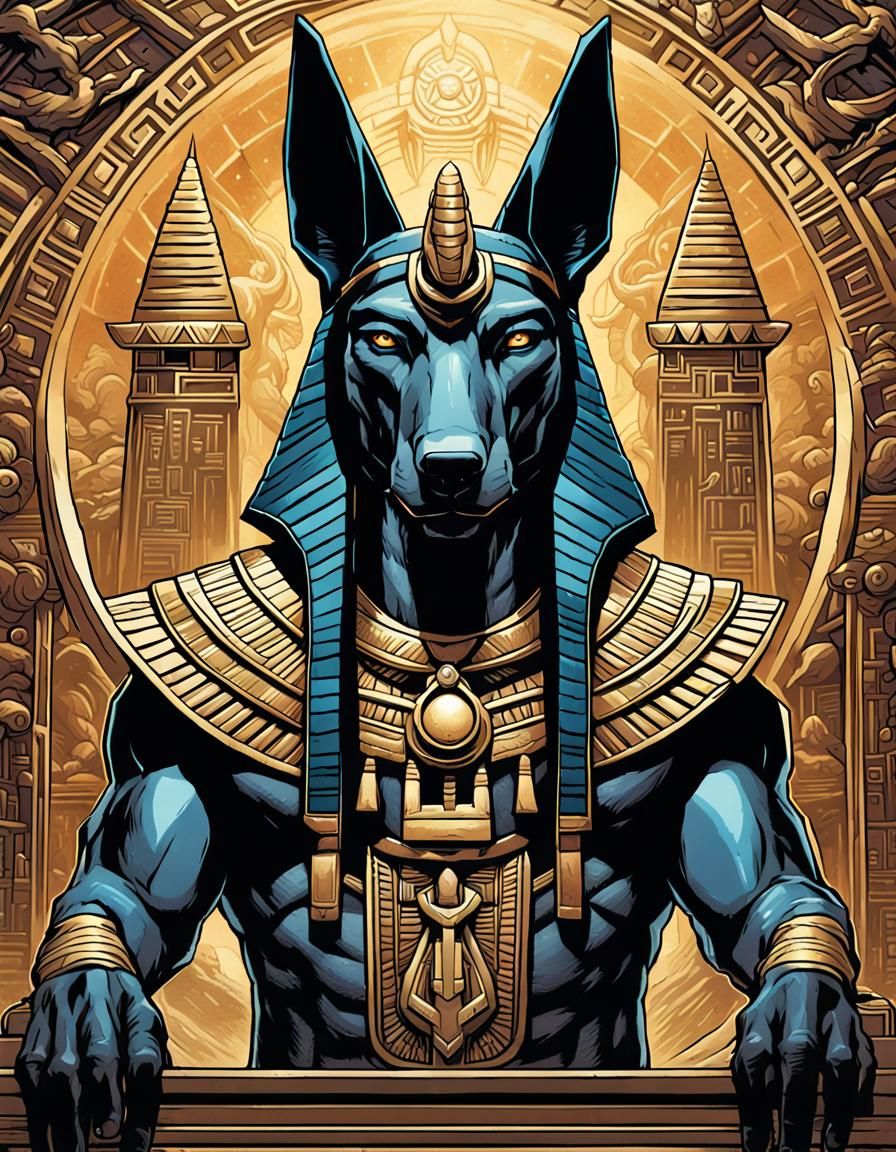 Anubis, Egyptian God, in Comic Book Art Style
