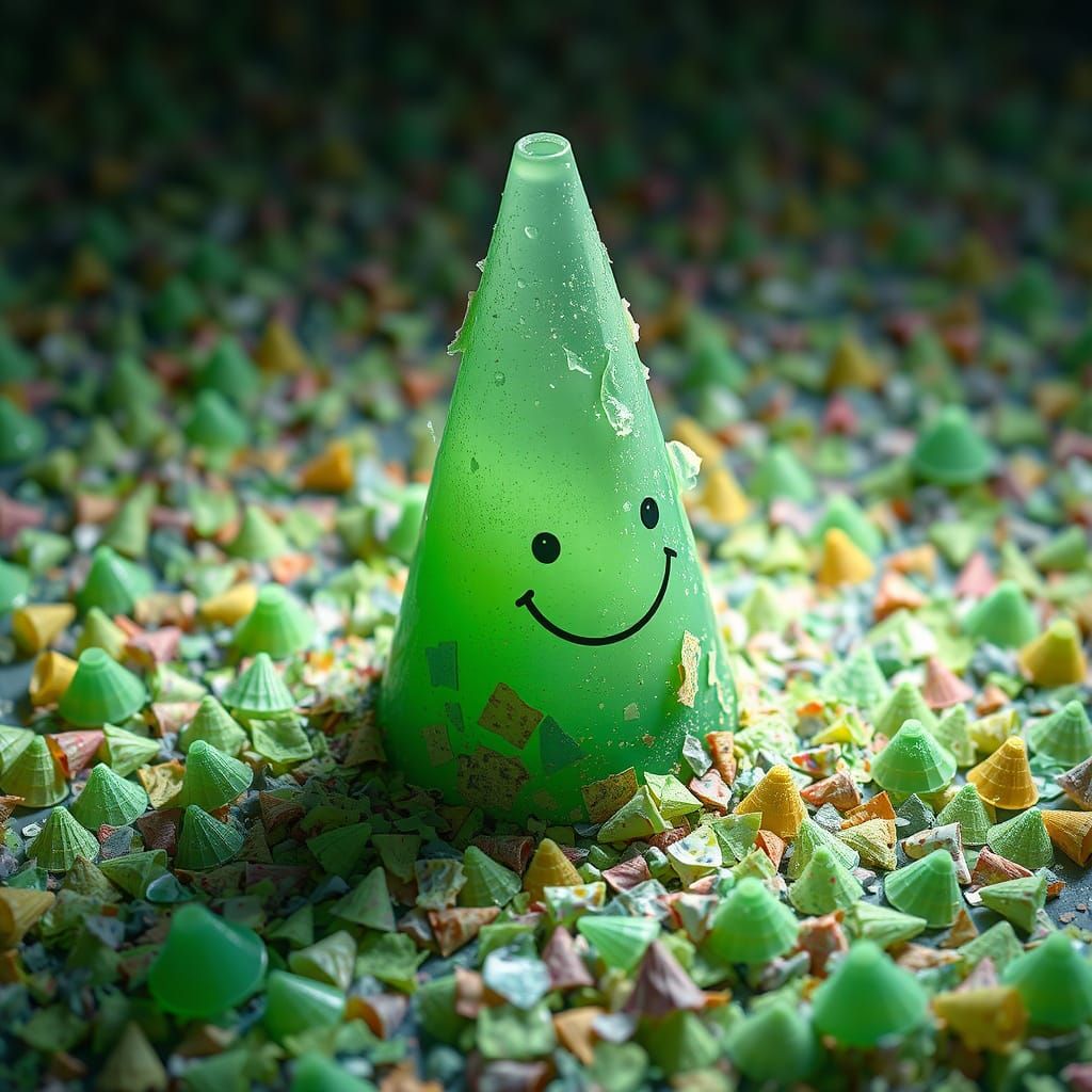 Melting Green Cone Diorama in Spotlight