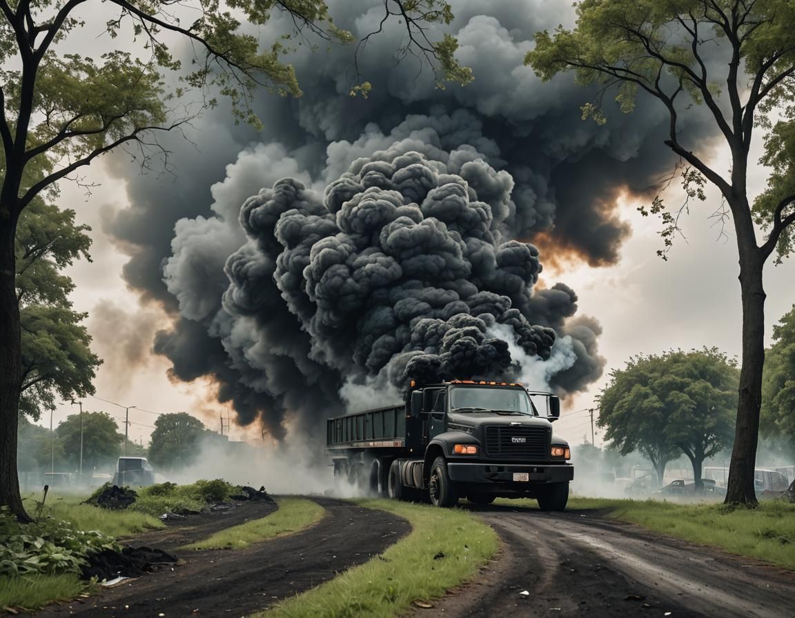 Menacing Diesel Truck Spewing Black Smoke