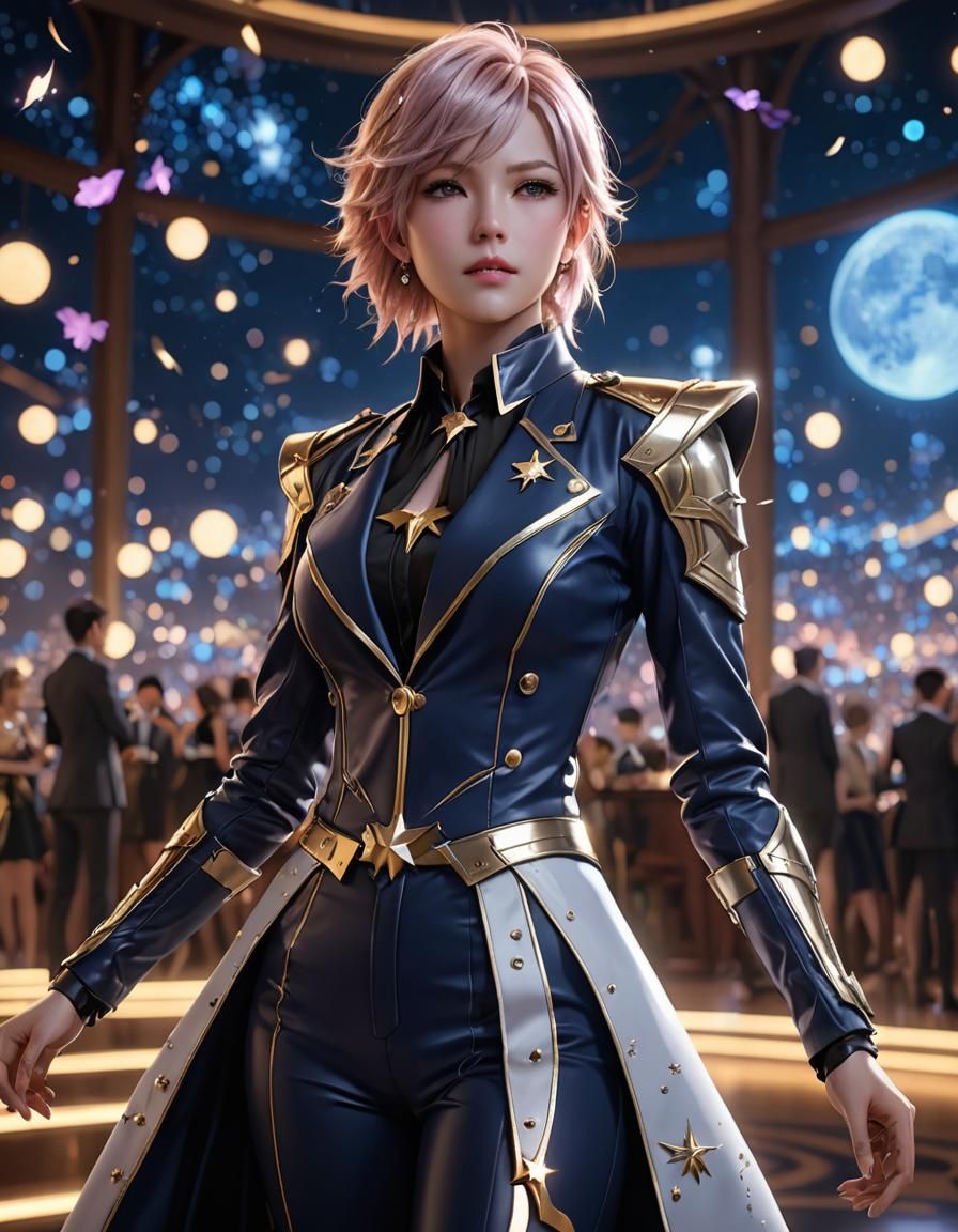 Anime Ballroom Character with Bokeh Background