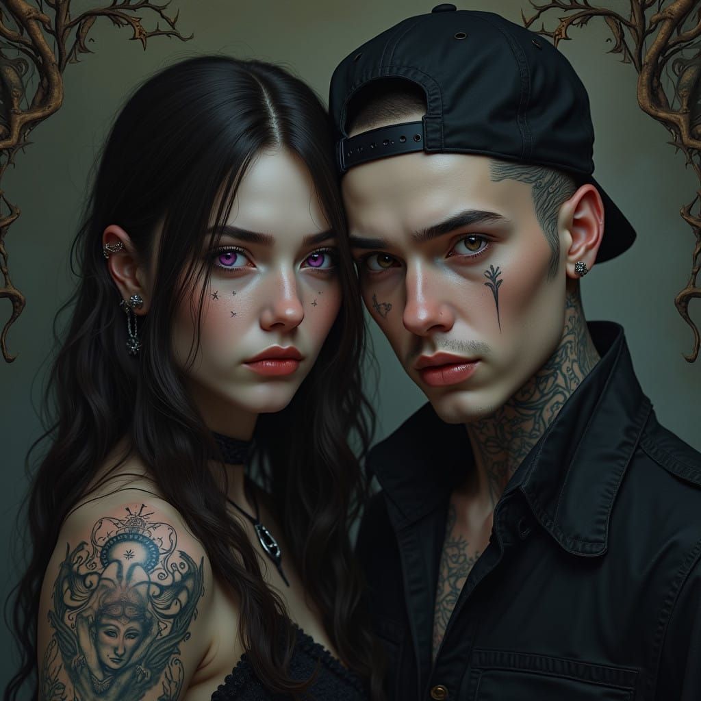 Mysterious Gothic Couple in Dark Fantasy Realm