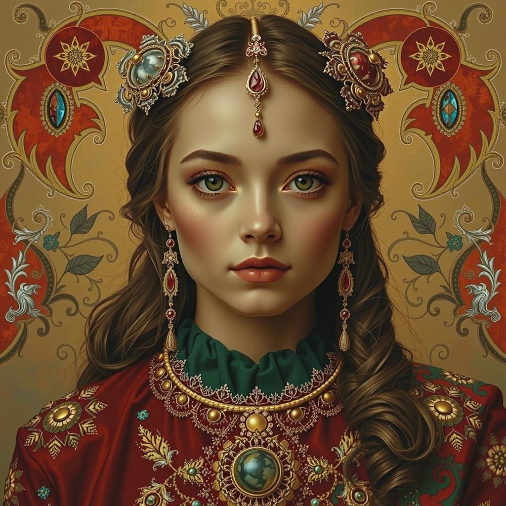 Detailed Fractal in Art Nouveau Style