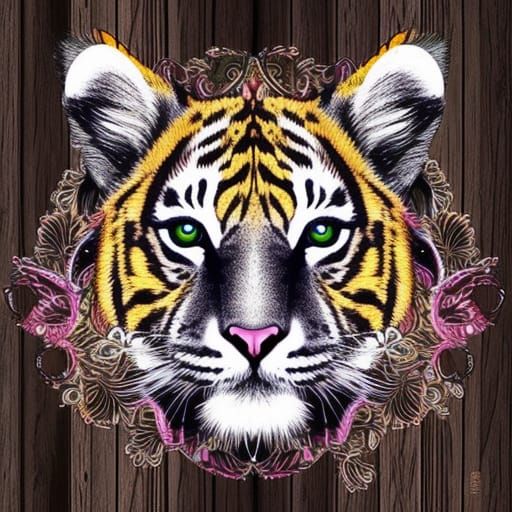 Cute Tiger Mascot in Fairy Wonderland
